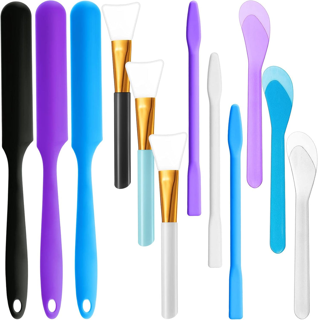 12 Pcs Silicone Stir Sticks Kit, Silicone Epoxy Brushes, Stir Tool Sticks, Mixing Spoon, Scraper DIY Crafts Tools for