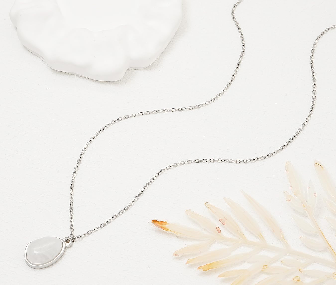 Stone Pendant Necklaces Gemstone Dangle Necklace 18K Gold Plated Teardrop Pendant Necklace for Women