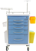 Medical Rolling Crash Cart with Accessories-CPR Board, 2 Trash Bin, Drawers with Dividers, Mobile Medical Cart for