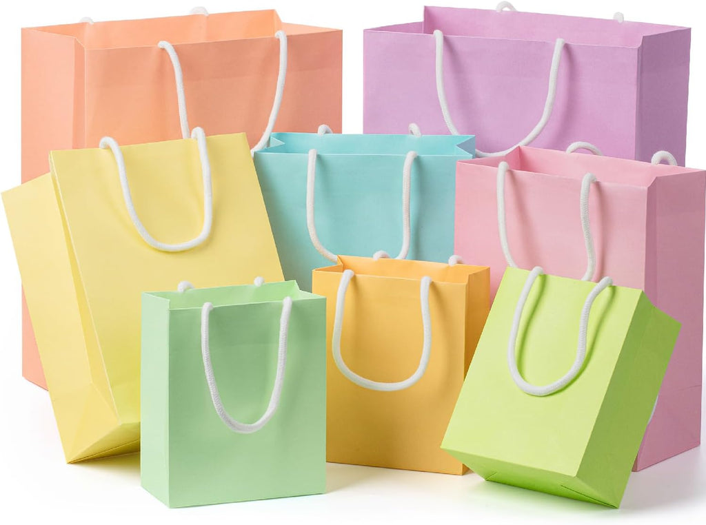 Paper Gift Bags with Handles, Assorted Sizes, 8 Pack