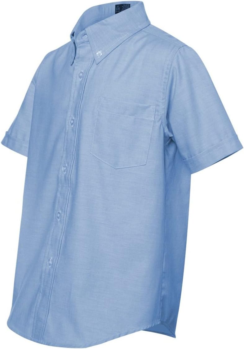 School Uniform Boys Short Sleeve Oxford Shirt, Blue, 7