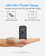 Portable Mini 1D Bluetooth Barcode Scanner with Case, Black