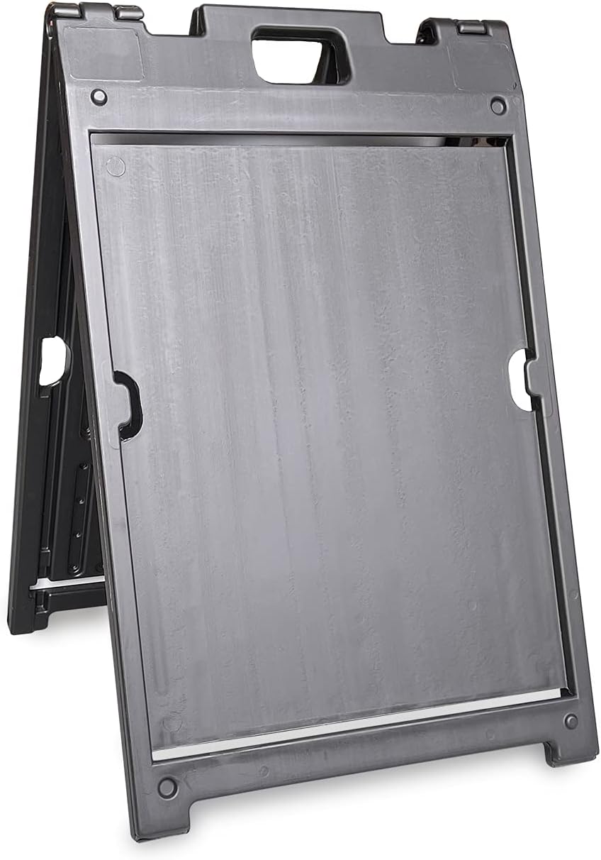 Two-Sided BabyBoss Sidewalk Sign Frame with Slide-In Feature/A-Frame Sandwich Board for 24 x 18 inch Signs, Plastic