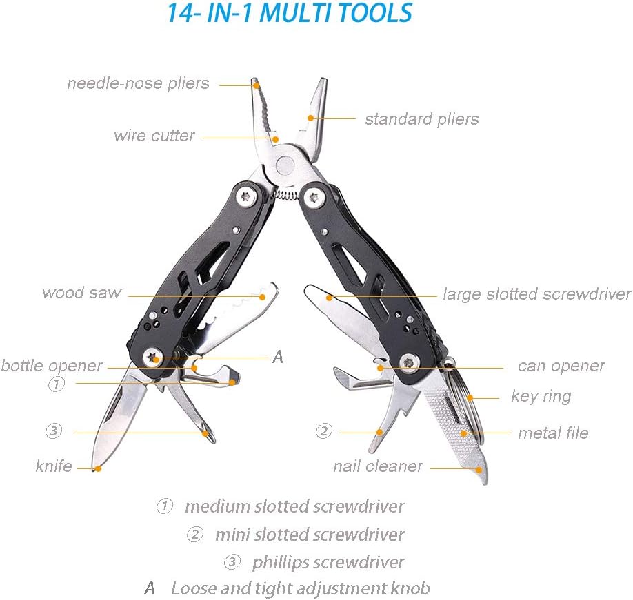 MINI Multitool Pliers, Birthday Christmas Gifts for Men Boyfriend Dad Husband Women, Pocket Knife 14-In-1, Rugged and