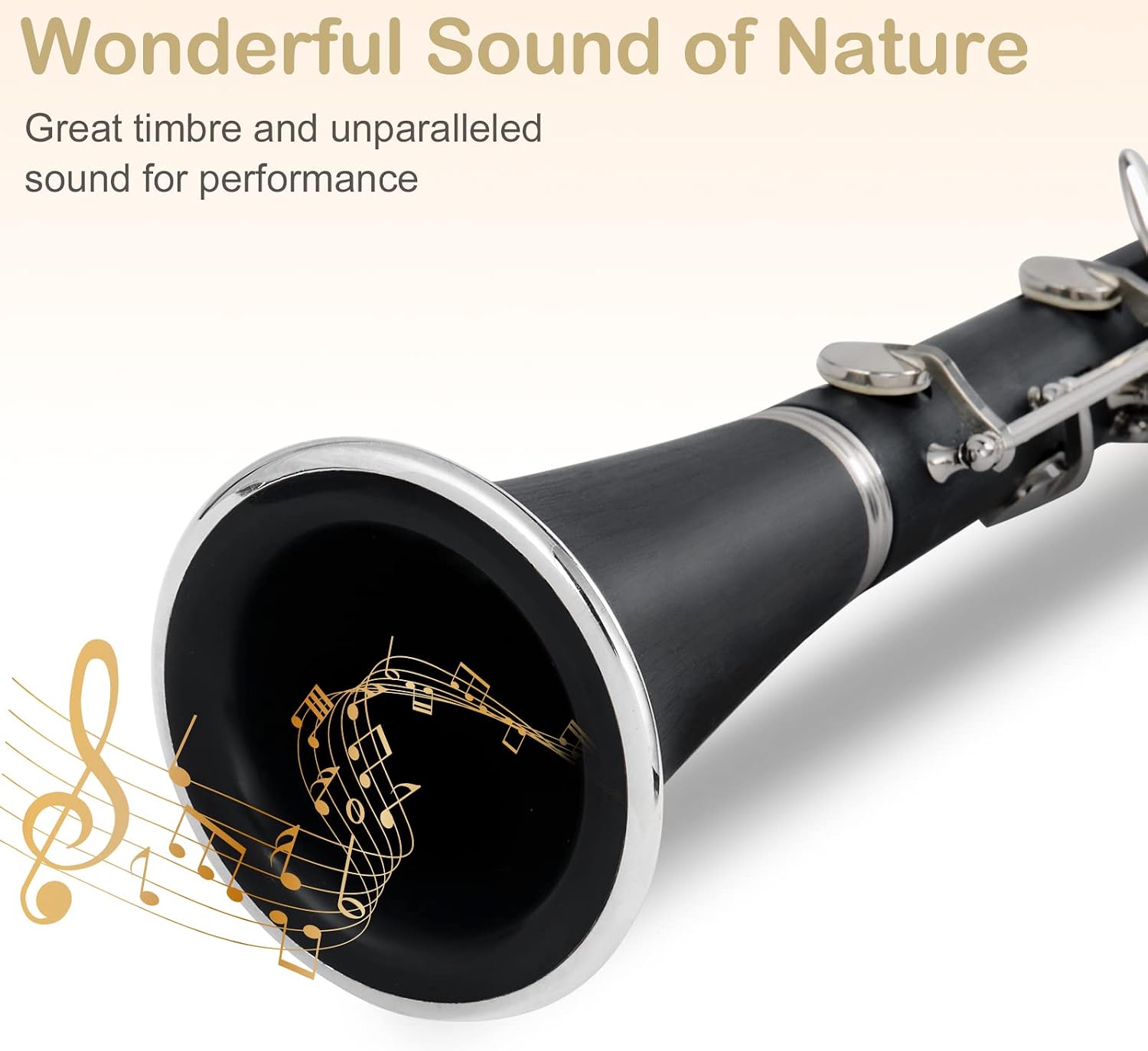 B Flat Clarinet with Gig Case for Beginners Student, Black | Band & Orchestra Bakelite Clarinete Set, Musical