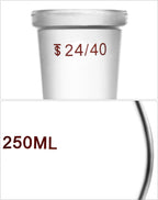 250ml Borosilicate Glass Boiling Flask with 24/40 Standard Taper Outer Joint, Single Neck Round Bottom, 2 Pack
