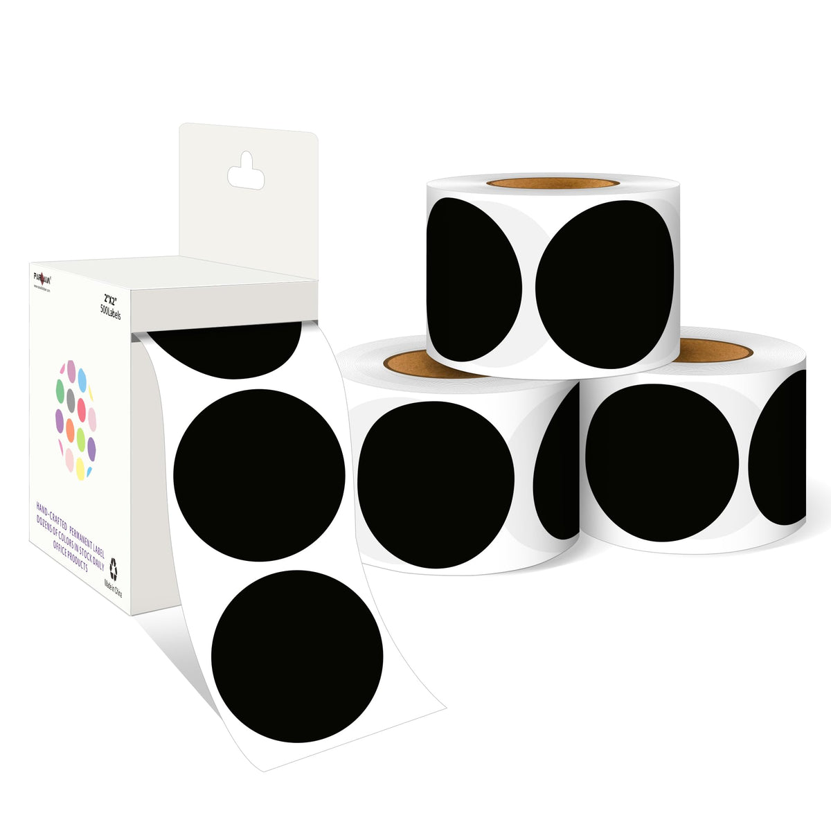 2 Inch Round Adhesive Color-Code Dot Stickers,4Rolls/2000 per Rolls dots Label Dispenser Box, Circle Stickers Label
