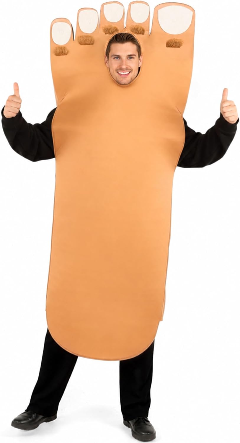 Giant Foot Halloween Costumes for Men Women Adult Sized Funny Big Feet TanTunic Suit Cosplay Outfit Party Plus Size