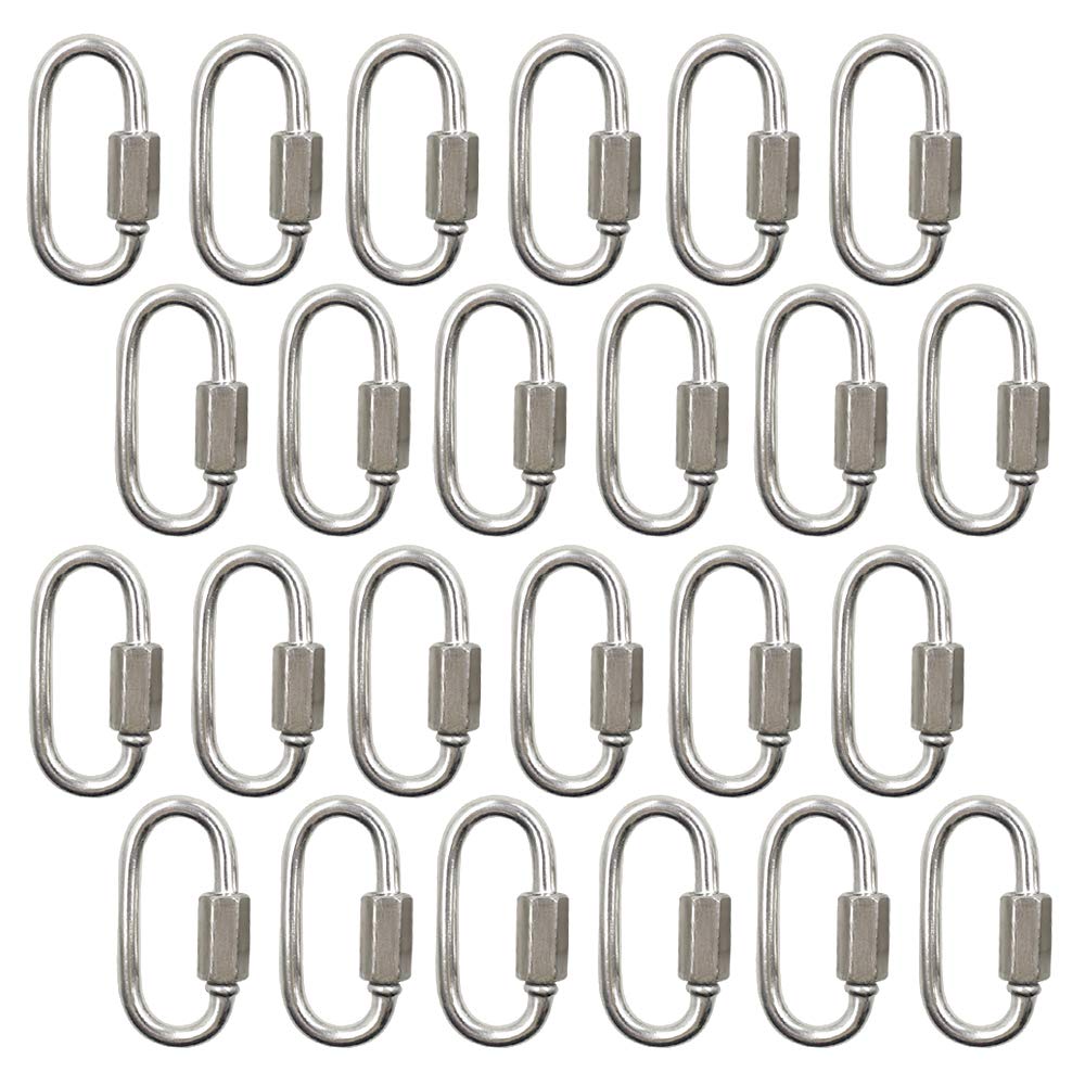 Qjaiune 24 PCS 1/8" Quick Links, 304 Stainless D-Shape Chain Connector