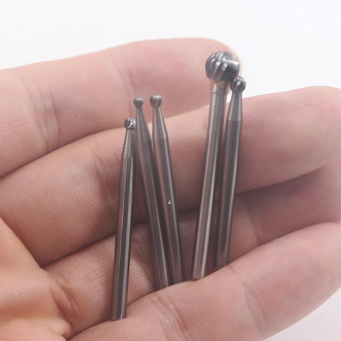 Luo ke 5 Pcs 1/8'' Shank Various Sizes Rotary Carbide Ball Burr (015-060)