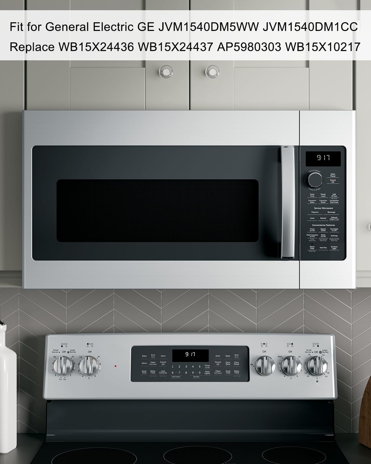 Microwave Door Handle Fit for GE JVM1540DM5WW Replace WB15X24436 WB15X24437