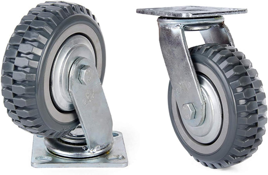 4 Pack Heavy Duty Plate Casters Set, 6 inch 360° Swivel Wheel | with Brake Anti-Skid Ball Bearing Castor Wheels(All