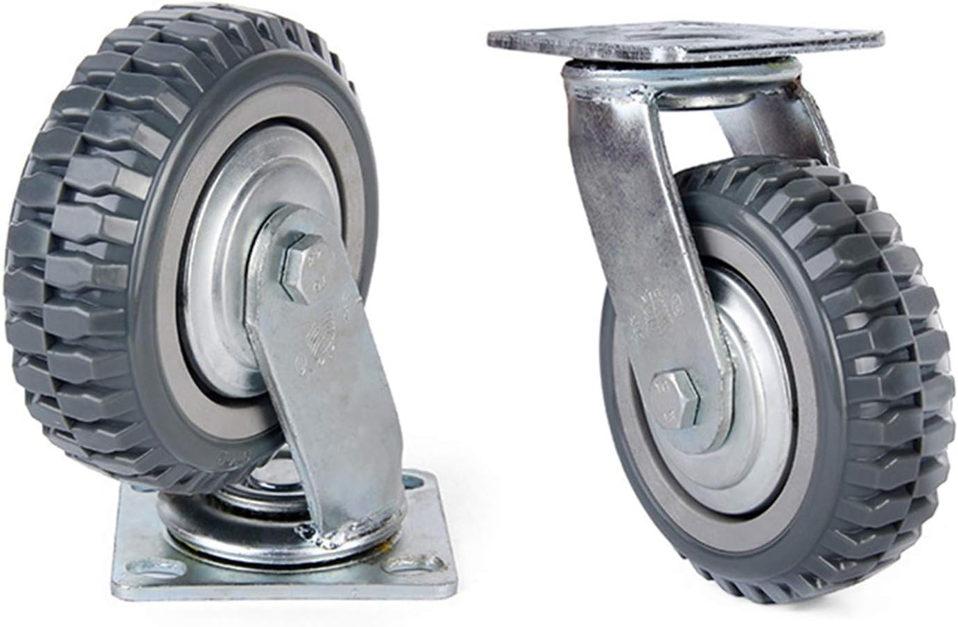 4 Pack Heavy Duty Plate Casters Set, 6 inch 360° Swivel Wheel | with Brake Anti-Skid Ball Bearing Castor Wheels(All