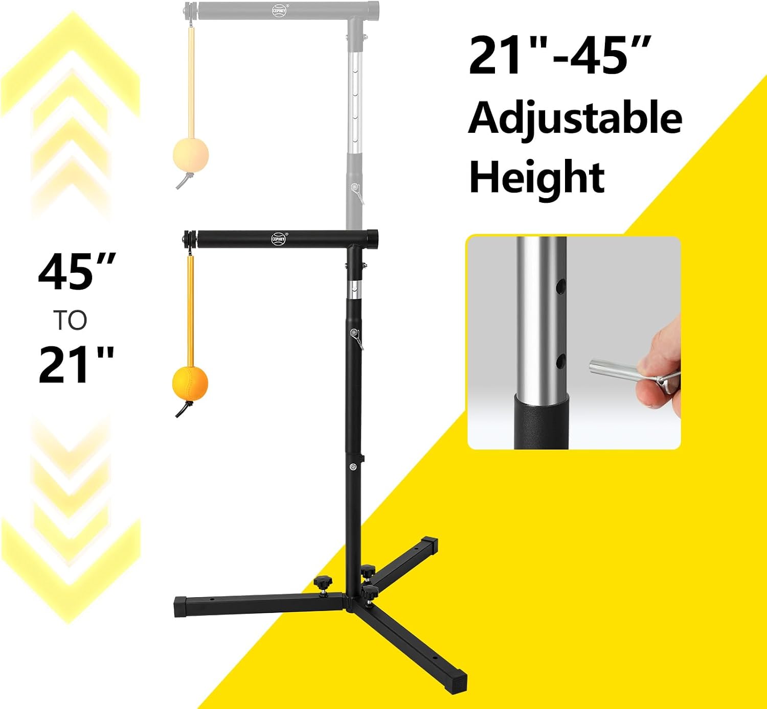 Baseball Softball Batting Tee with Auto Return Ball, Adjustable 21" to 45" Baseball Swing Trainer for All Ages