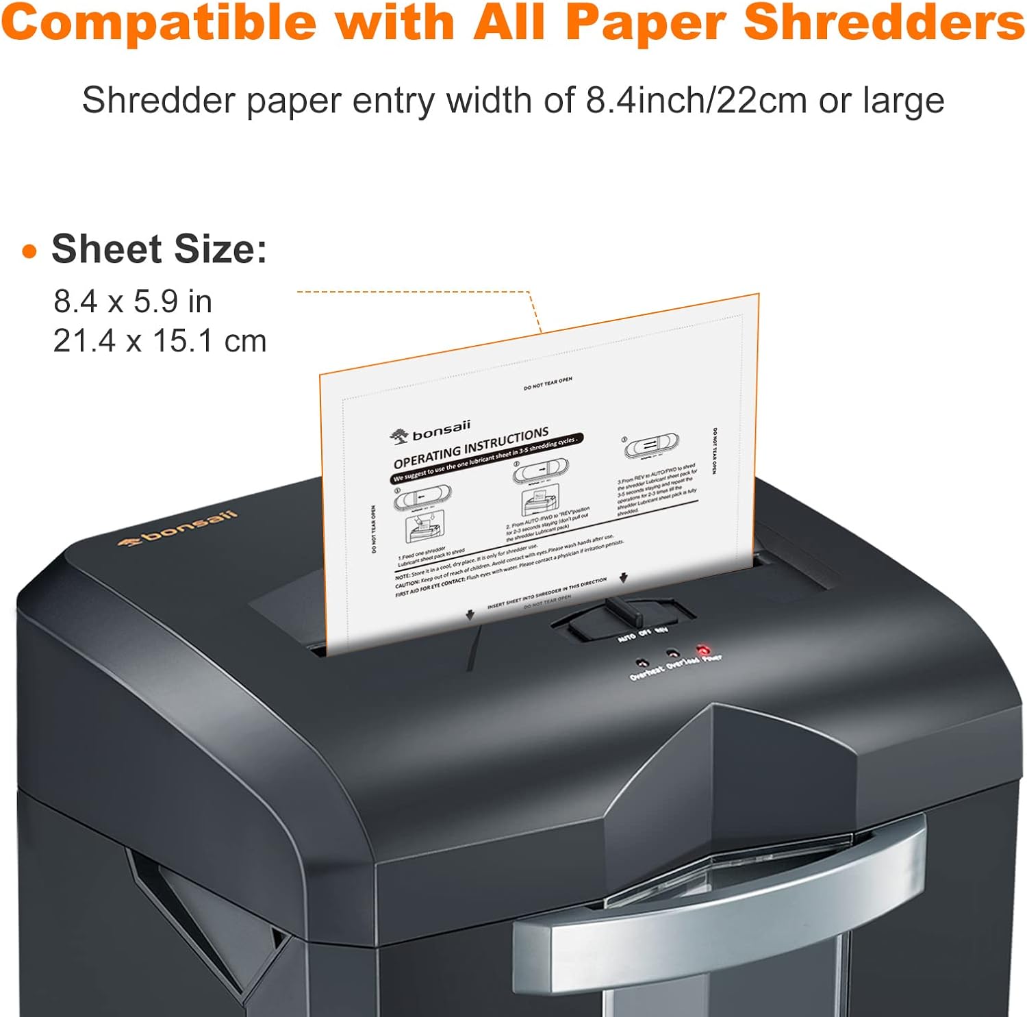 Paper Shredder Lubricant Sheets, 24-Pack (8.4 x 5.9 inch/piece)