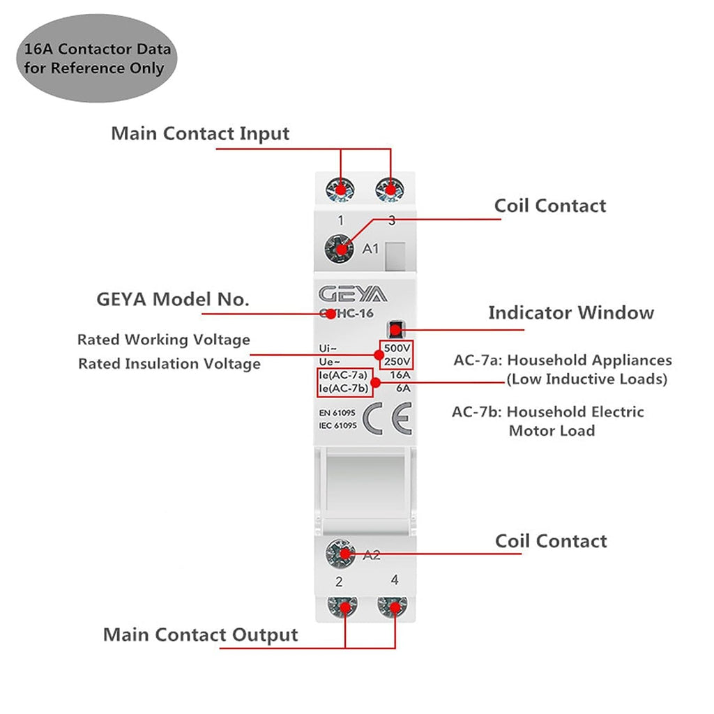 GEYA Automatic Modular Contactor Household Circuit Control Din Rail Mount 2Pole 25A 2NO AC48V