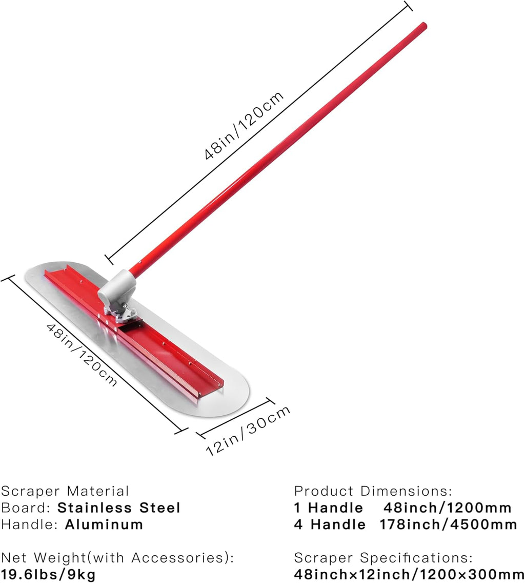 Bull Float Concrete Bull Float Tool Kit 48"x12" Fresno Round End Stainless Steel Board Kit Tool Cement Trowel Tools