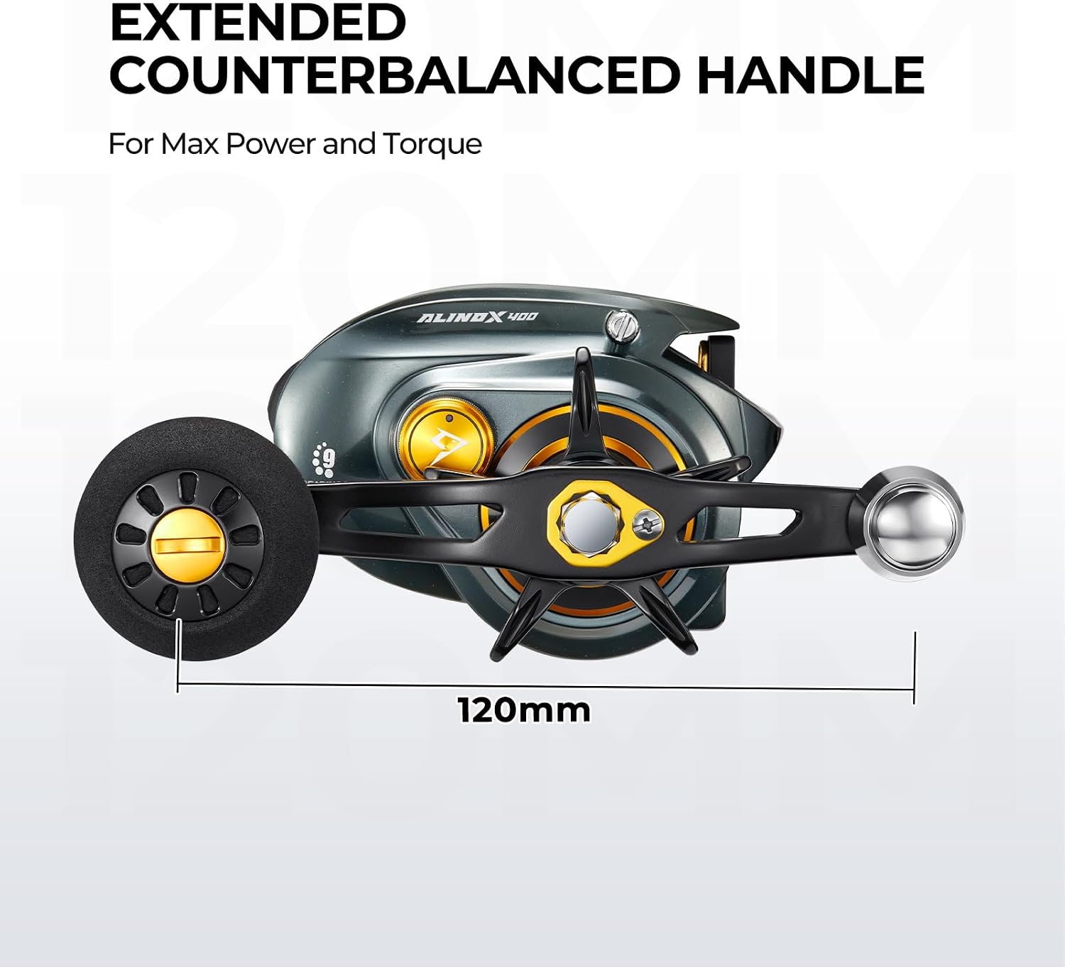 Alinox 400 Baitcasting Reel, 38LB Drag, Aluminum Frame | Freshwater saltwater, line cast alarm, 8+1 bearings, 6.6/8.1