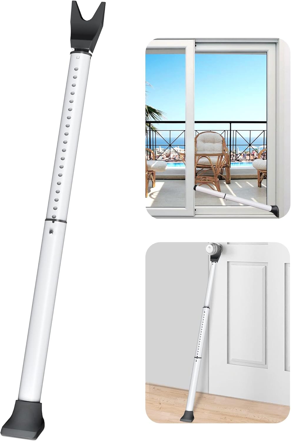 Upgraded Door Security Bar & Sliding Patio Bar, Heavy Duty Stoppers Adjustable Jammer for Home, Apartment, Travel (1
