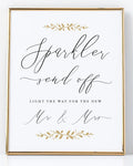 Sparkler Send Off Sign for Wedding Reception, Pearl with Gold accents Printed on Professional Thick Pearlescent