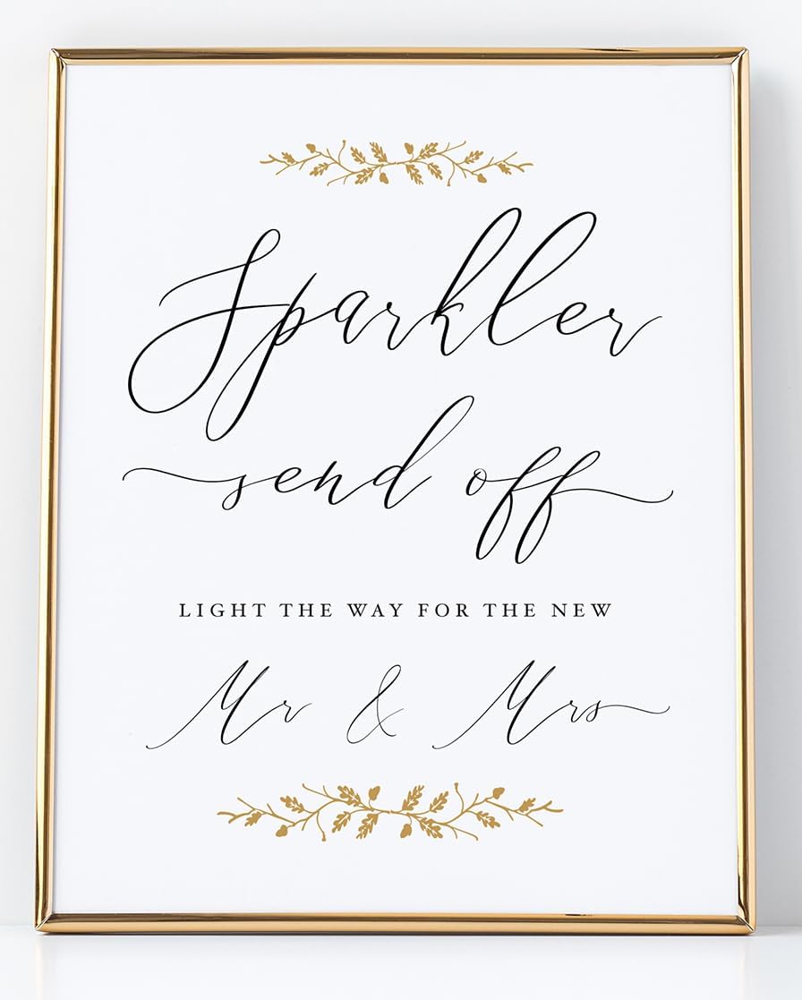 Sparkler Send Off Sign for Wedding Reception, Pearl with Gold accents Printed on Professional Thick Pearlescent