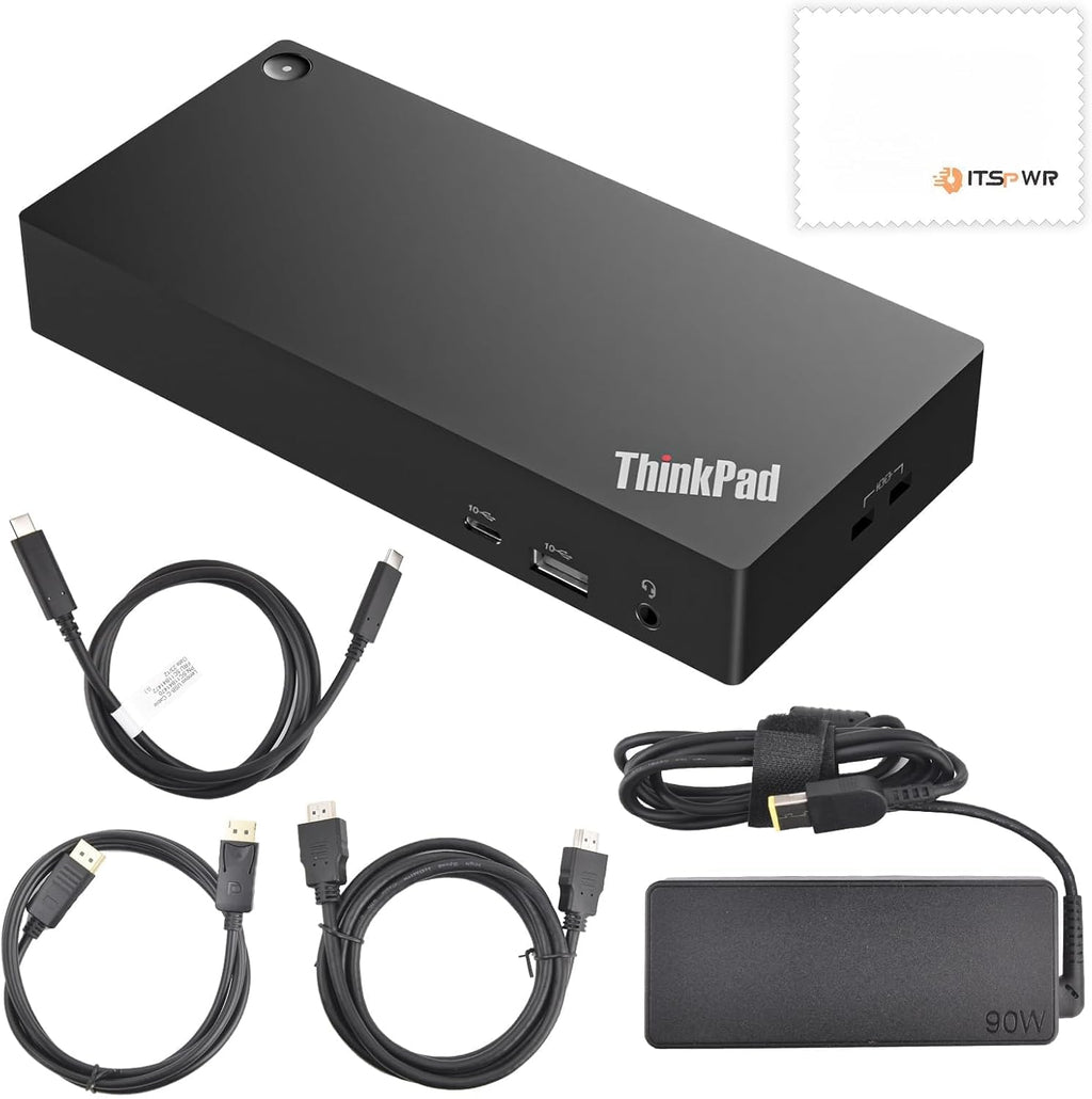 Thinkpad 40AY0090 Universal Hybrid USB-C with USB-A Docking Station for Lenovo Laptop, 3 External Displays, Comes