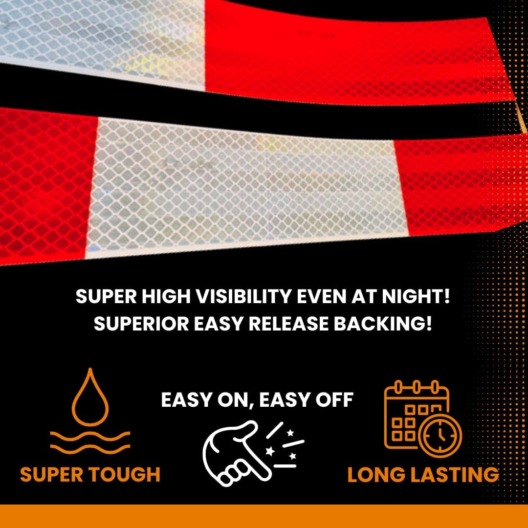 NOVA DOT Reflective Tape 2 Inch x 150 Feet Strong Red White for Trailers
