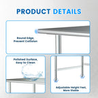 Open Base Stainless Steel Table 30"x48" Commercial Prep Work Table