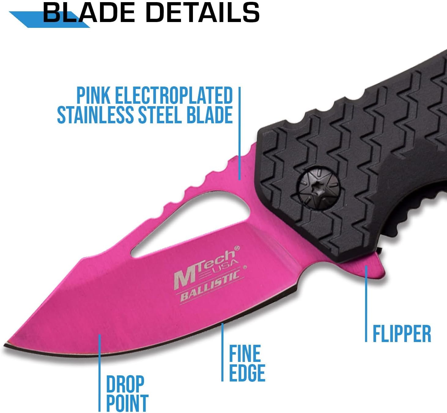 – Pocket Folding Knife – Fine Edge Steel Blade, Aluminum/Nylon Fiber Handle, Bottle Opener and Pocket Clip, Tactical