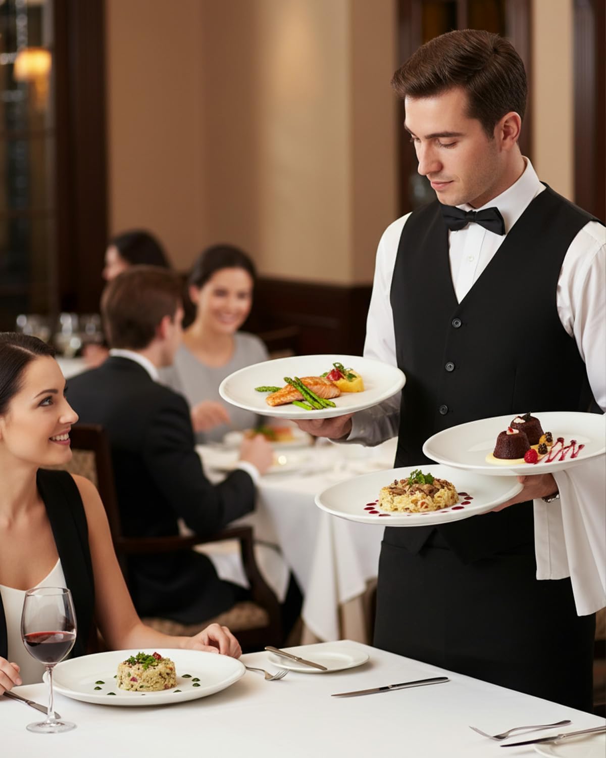 Melamine Plates,6 Pack Unbreakable White Dinner Plate for Steak, Buffet & Picnic, Lightweight Outdoor Serving Plates