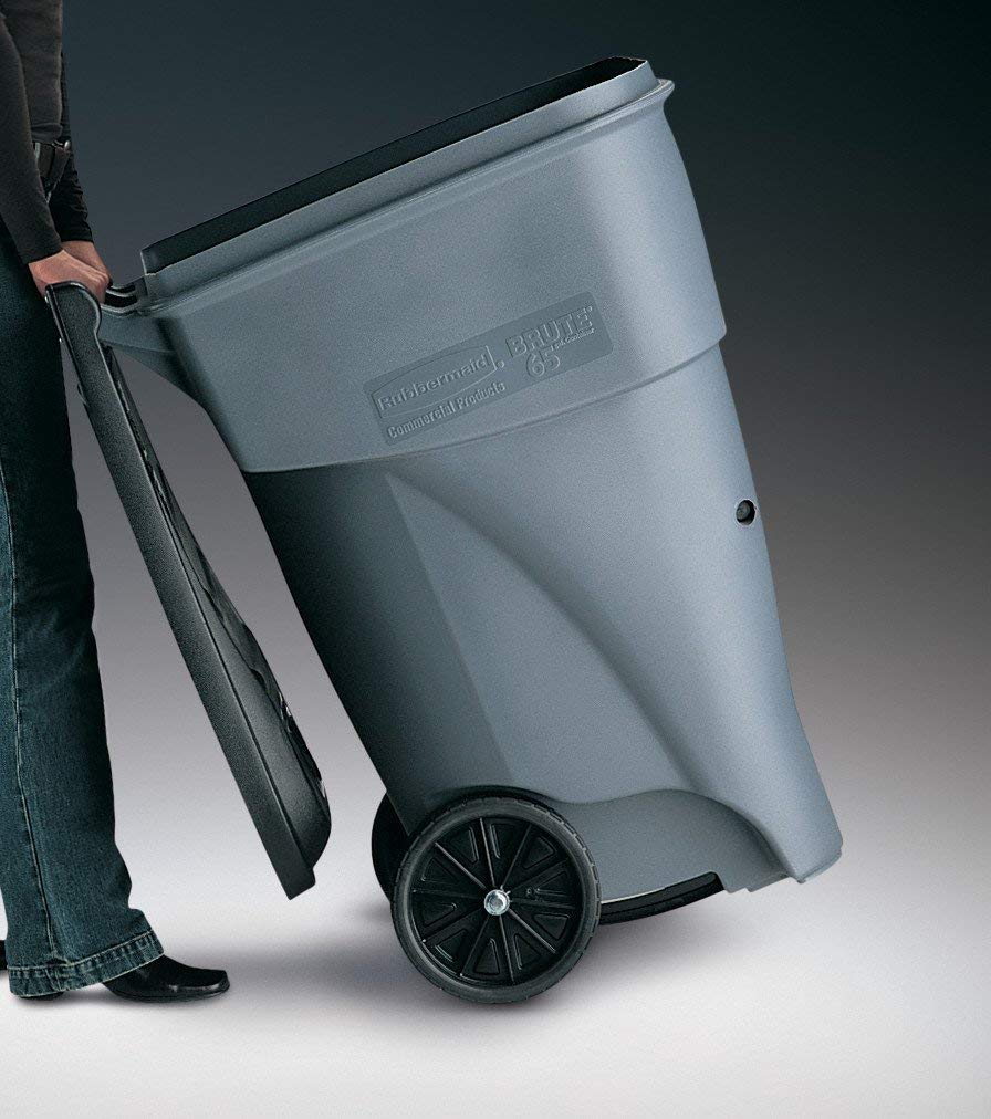 Brute Rollout Trash Can, Gray, 65-Gallon