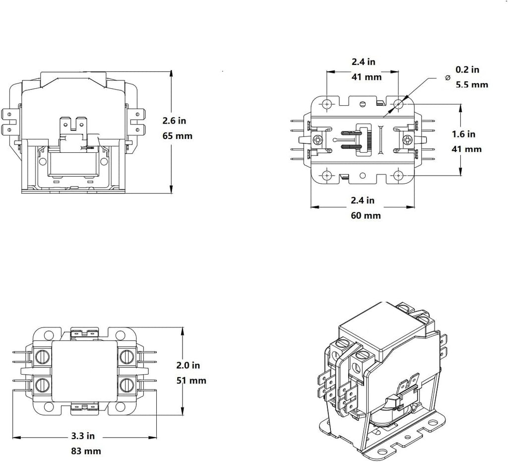 Air Conditioner Contactor 24V Coil 2 Pole 40 Amps Universal and Compatible for Fast Replacement