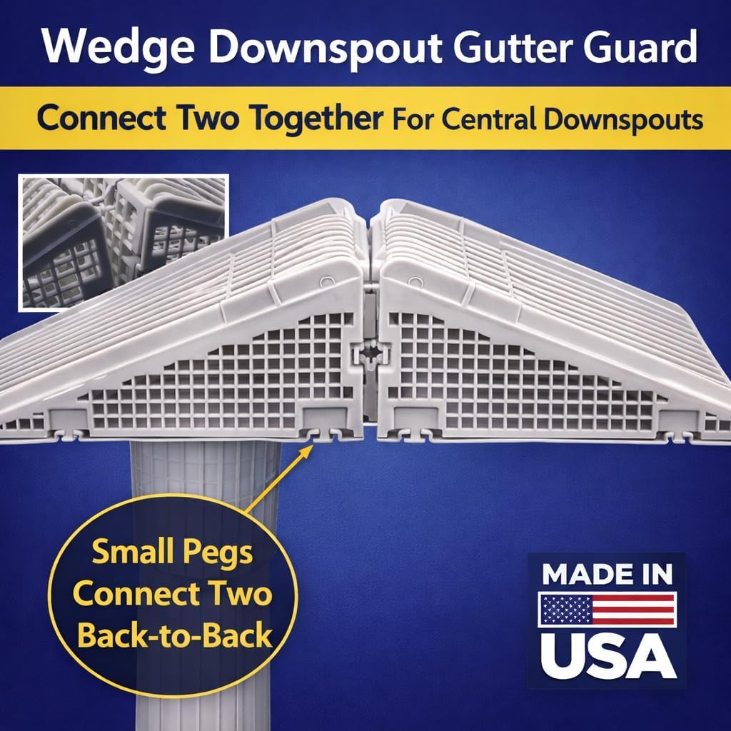 Wedge Downspout Gutter Guard for 5” Gutters – Prevents Clogs at Downspout, Leaf & Debris Blocker Insert, Connectable