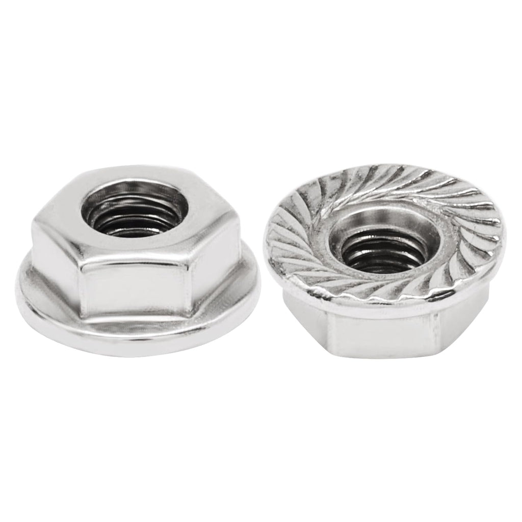 Bonsicoky #10-32 Serrated Flange Nuts, 50 Pack, Silver