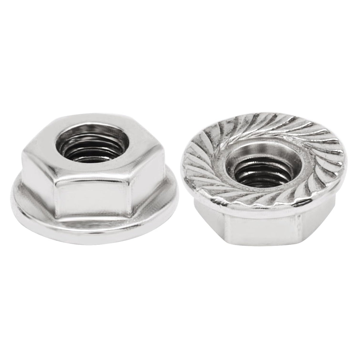 Bonsicoky #10-32 Serrated Flange Nuts, 50 Pack, Silver