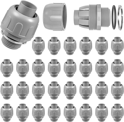 32-Pack 3/4" NPT Liquid Tight Connector Conduit Fitting UL PVC Straight