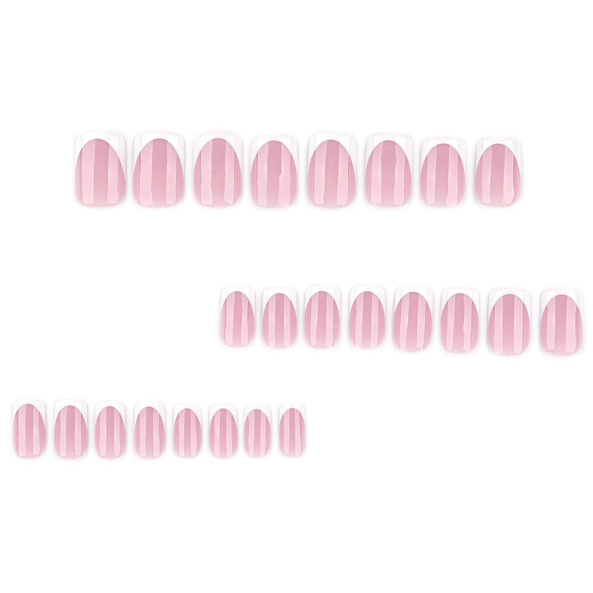 White French Tip Press on Nails Square Short Fake Nails Nature False Nails Press ons Glossy Acrylic Nails Reusable
