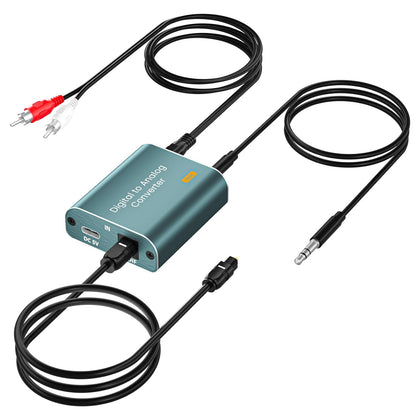 192kHz DAC Audio Converter Digital to Analog Audio Converter, 7ft/2.1m Optical Audio to 3.5mm RCA AUX Cable, Optical