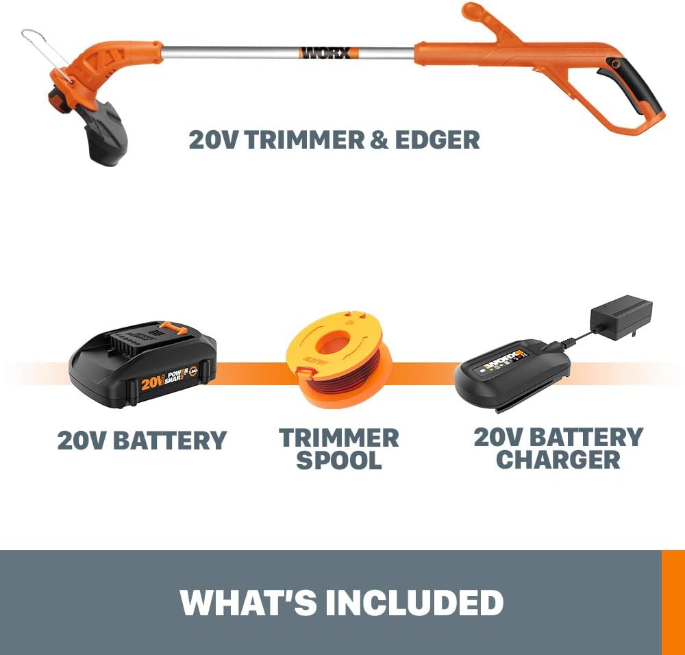 20V 10" 2-in-1 Cordless String Trimmer & Lawn Edger for Yard, WG154 | Auto Feed, Lightweight at Only 4.2 LBS, for