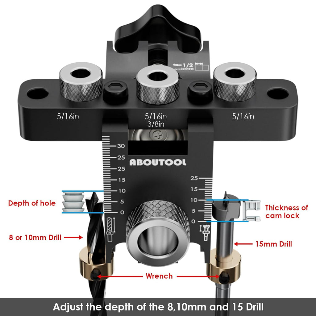 Self Centering Doweling Jig Kit - Dowel Jig Kit for Straight Holes, Adjustable Width Woodworking Joints Tool Drill