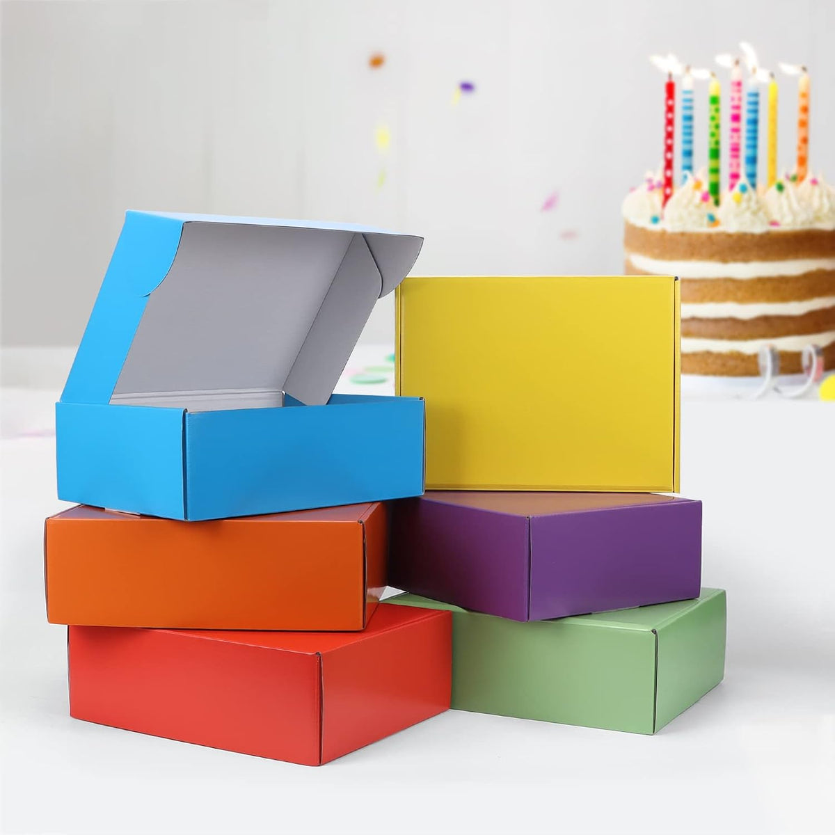 18 Pack 12x9x4 in Cardboard Shipping Boxes, 6 Colors Gift Box