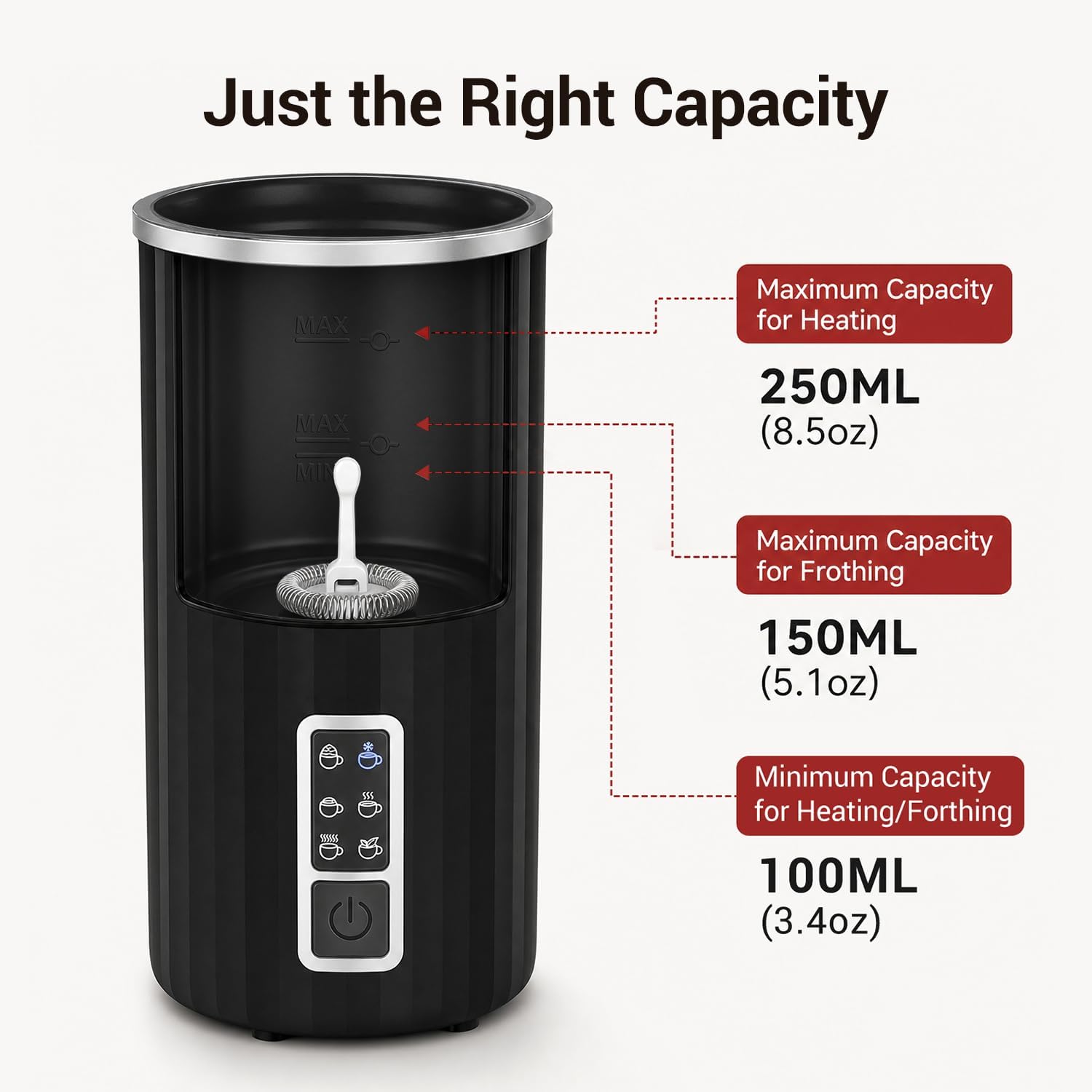 Milk Frother and Steamer, 6-in-1 Electric Milk Frother, Automatic Hot & Cold Foam Maker, Stainless Steel Nonstick