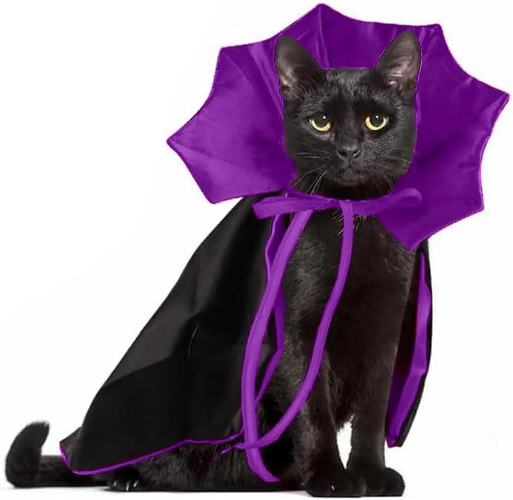 Cat Cape Vampire Cloak Halloween Dog Costume Pet Cosplay Apparel Outfit Decor Accessories for Puppy Kitten, Black and