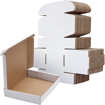 12x9x2 Shipping Boxes Set of 25, White Corrugated Cardboard Box for Packing, Mailing, Business