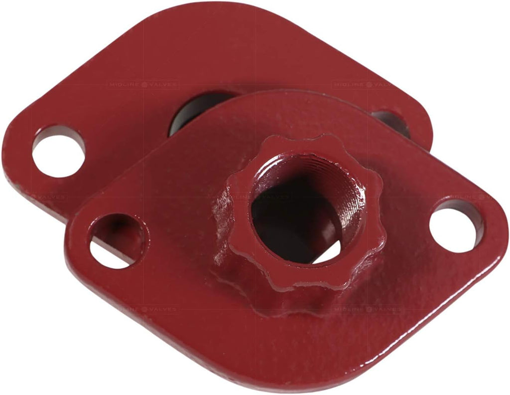 Midline Valve S1428S Red Circulator Flange with Nuts and Bolts for Grundfos Pumps; High Grip Ductile Iron; 1-1/2 in. FIP
