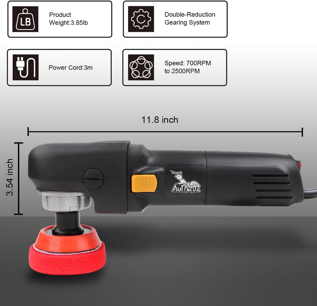 Mini Buffer Polisher, Car Polisher Waxer, 600W Rotary Polisher Machine with 33Pcs Polishing Kit, with 1" /2" /3" Base