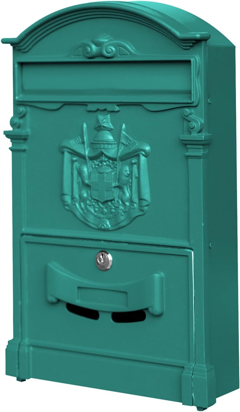 Wall-Mount Mailbox, Vintage Rust Resistant House Mailbox, Galvanized Steel Drop Mailboxes for Outside, Metal Post