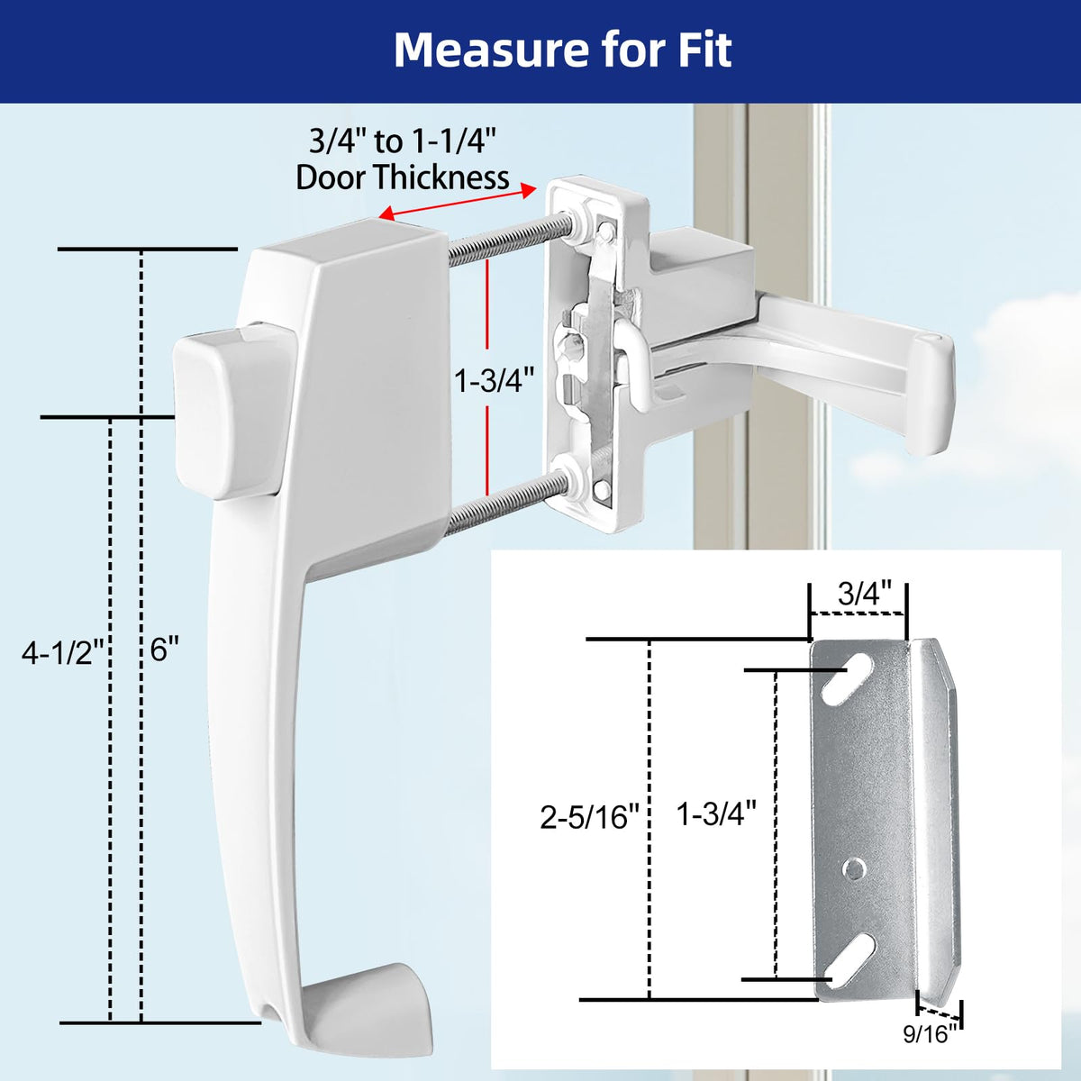 Screen and Storm Door Push Button Latch Handle Set with Night Lock