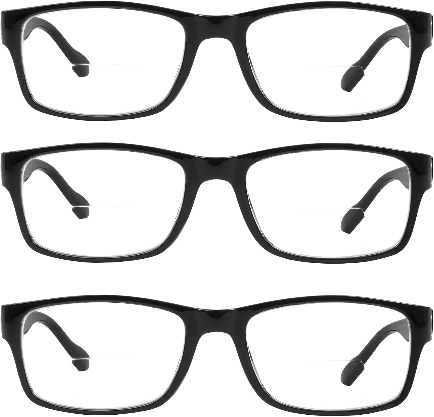 Bifocal Reading Glasses for Men and Women Rectangle MultiFocal Readers with Spring Hinges Retro Design