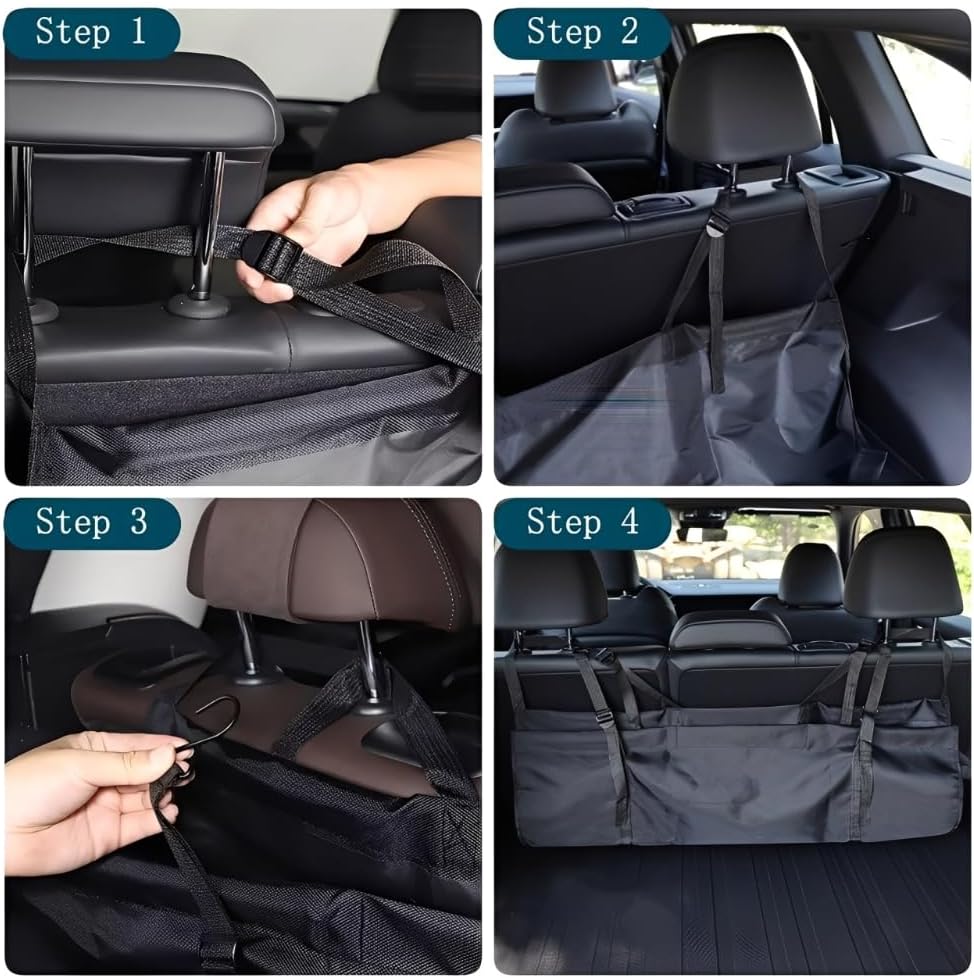 Car Trunk Organizer, Backseat Hanging Large Storage Bag with Adjustable Straps, Wear-Resistant Car Organizers and